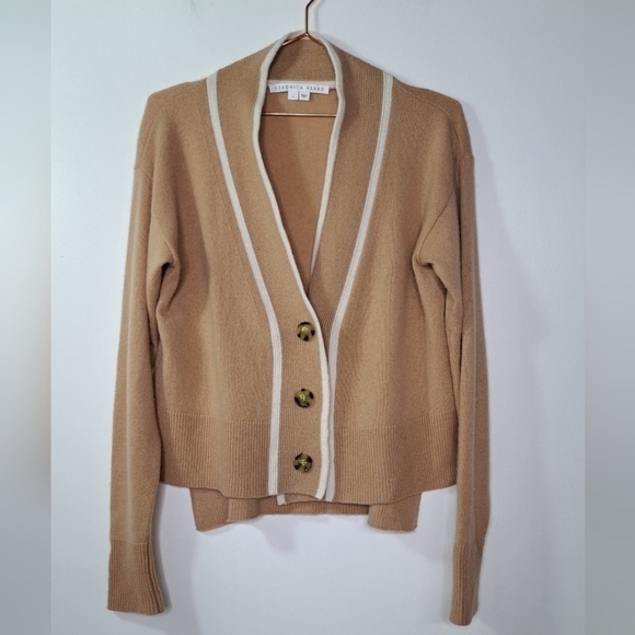 Veronica Beard Trisa Camel Cashmere Front Button Cardigan Size Small - Picture 2 of 12
